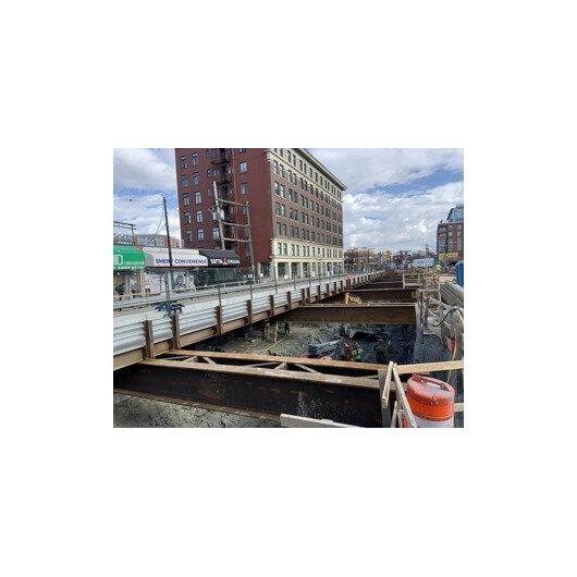 Broadway Subway - Installation of Traffic Decks, Lower Struts and Walers